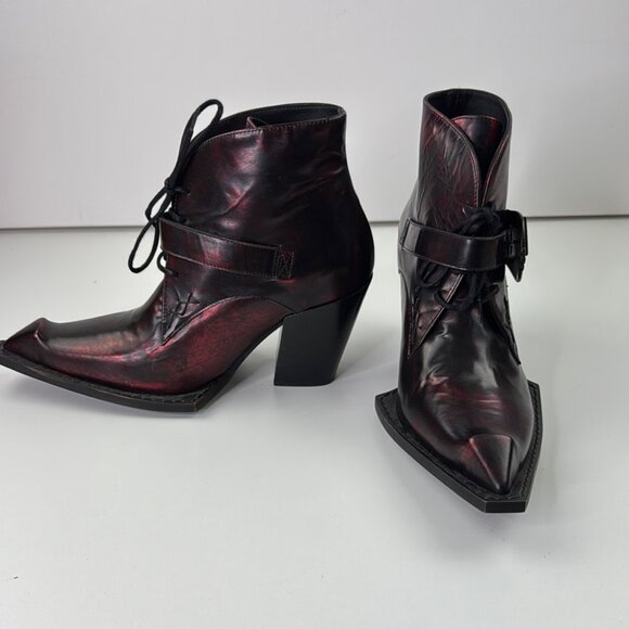 John Fluevog Swordfish Fauvist Fries Women Buckled Lace-Up Ankle Boot - Picture 3 of 15